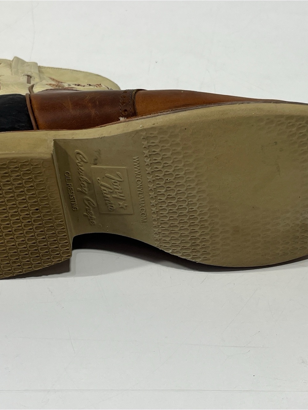 Tony Lama Two-Tone Brown and Cream Western Cowboy Boots - Picture 16 of 16
